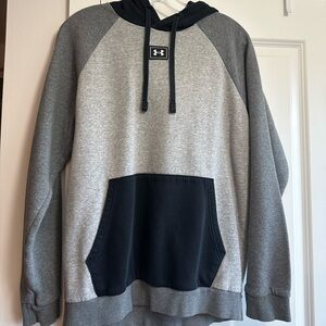 Under Armour Men's Grey and Black Hooded Pullover
